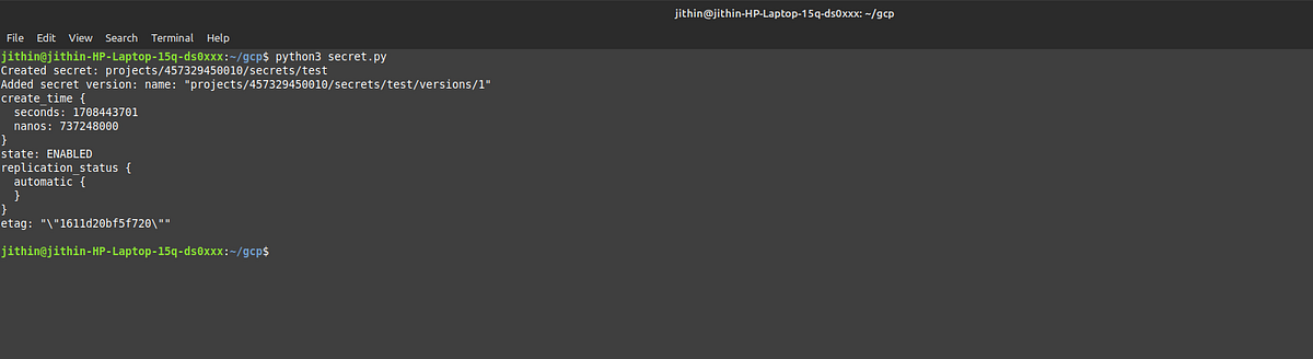 Creating secrets in Google Cloud using Python code | by Jithin Scaria ...