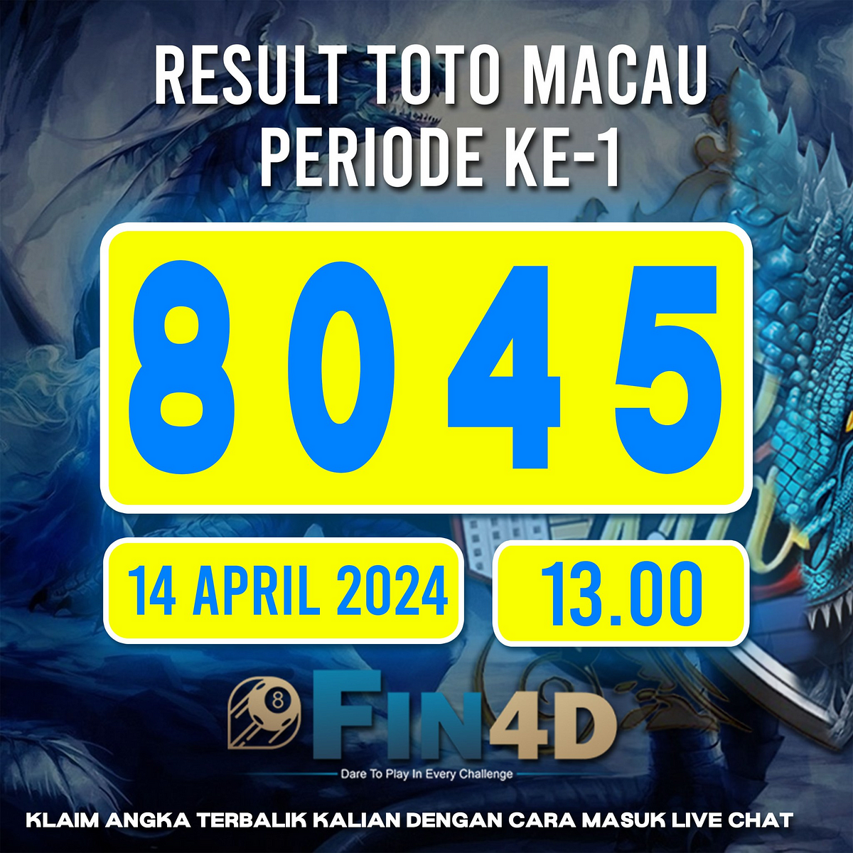 DATA MACAU — HASIL KELUARAN TOTO MACAU 13 APRIL 2024 23.00 WIB data