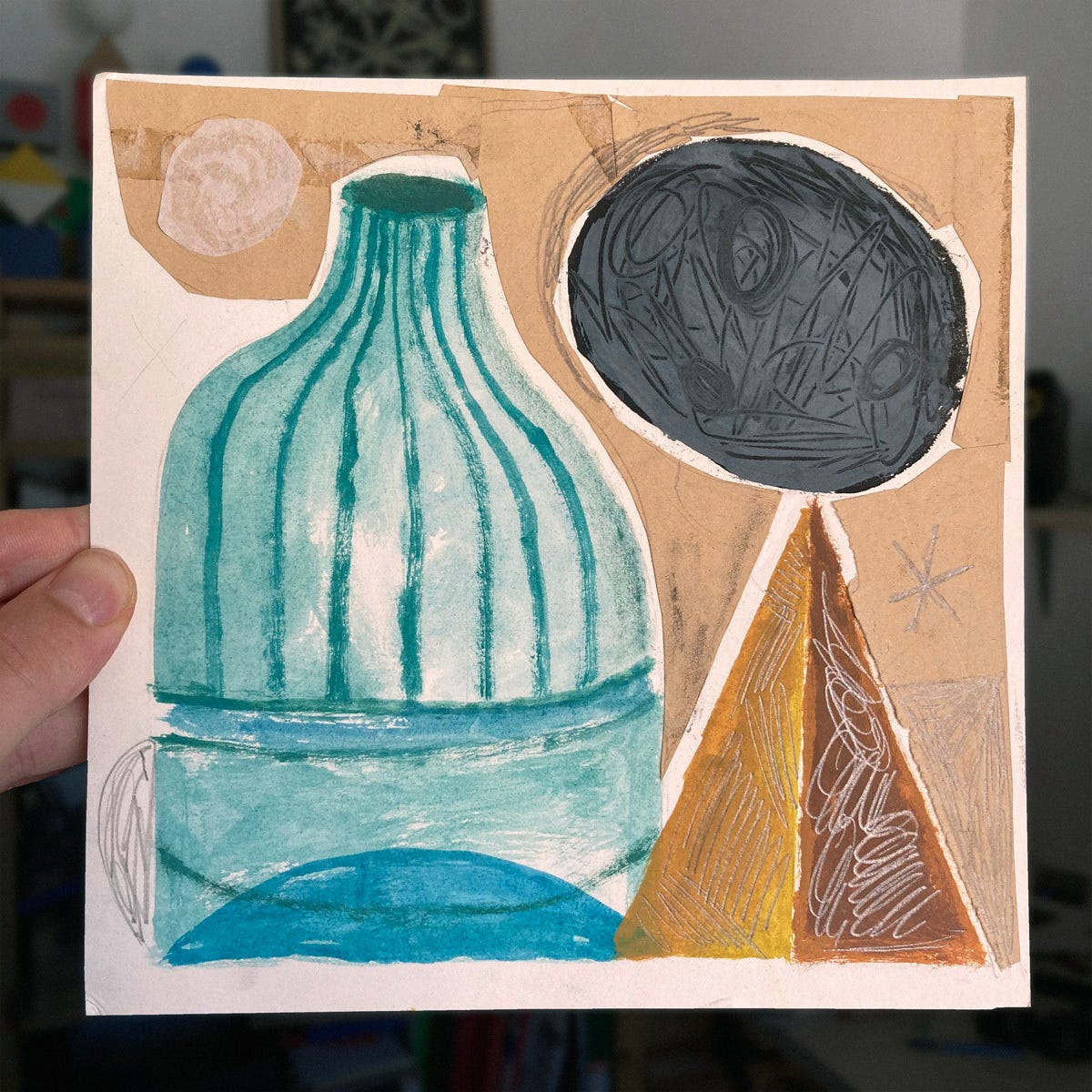 Gouache still-life drawings of domestic scenes by Steven Scicluna, via: https://stevenscicluna.cargo.site/Lockdown-still-lifes