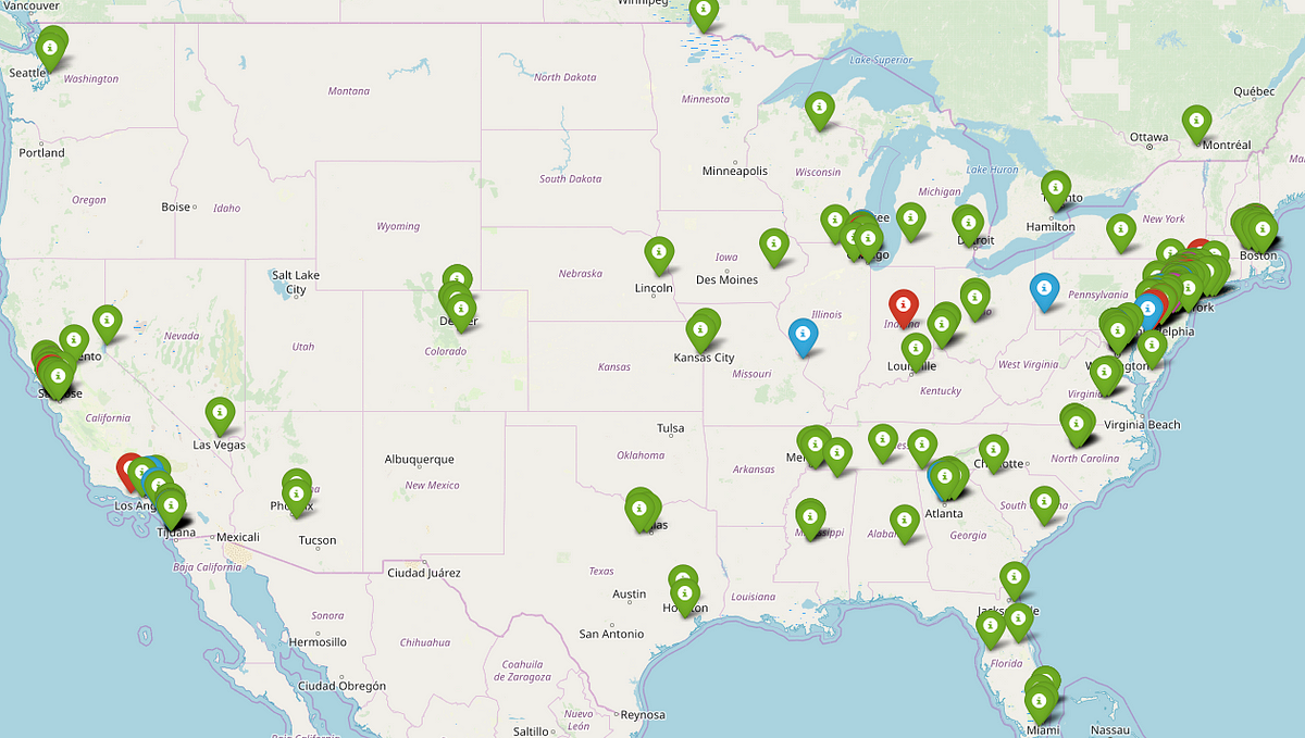 US Pharmaceutical Companies on an Interactive Map Categorized by