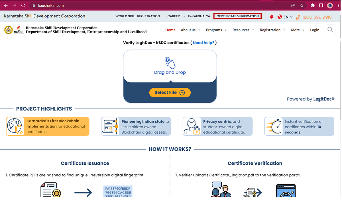 KSDC implements Tamperproof certification system powered by LegitDoc