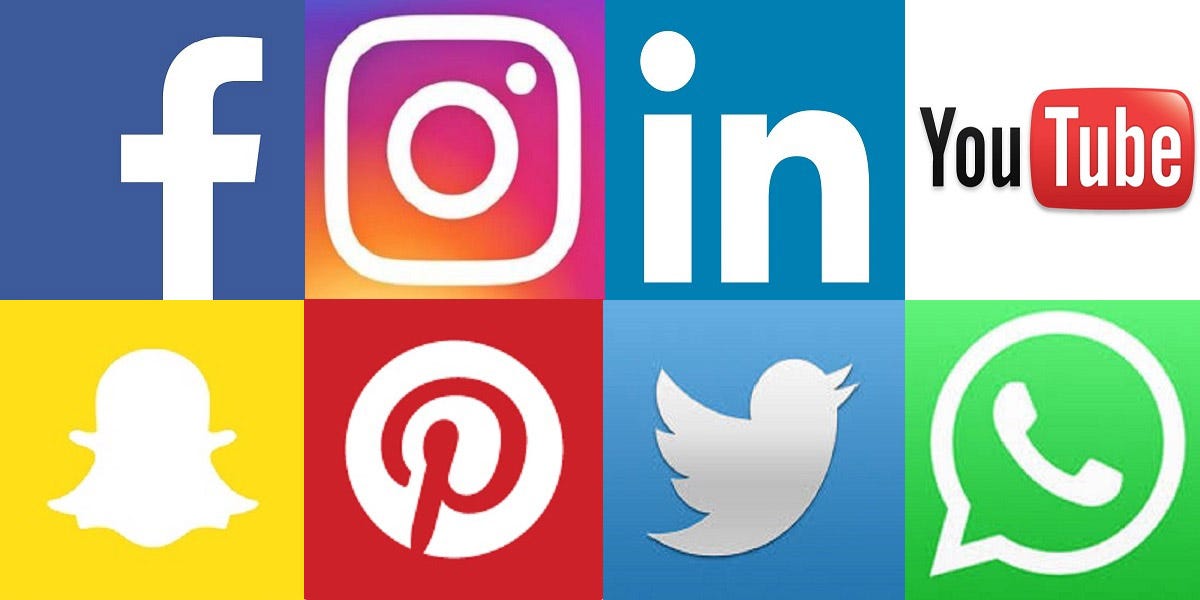 Logos of various social networking websites.