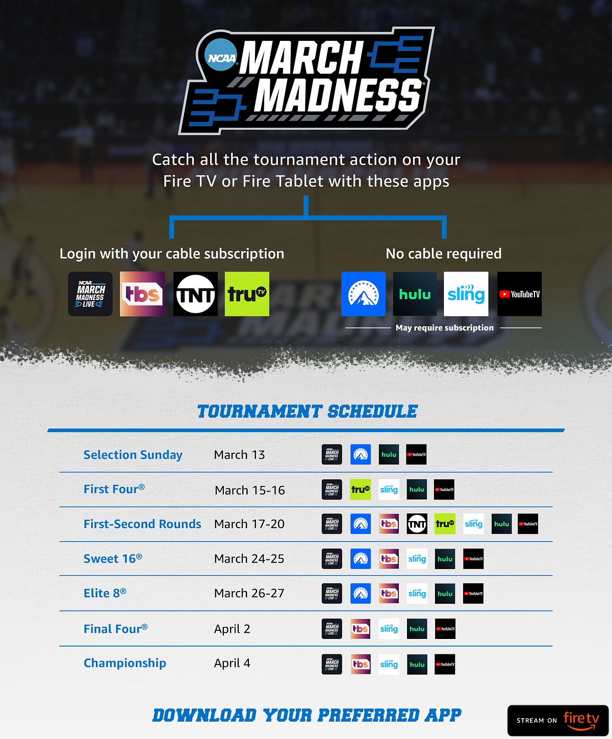 march madness sling tv