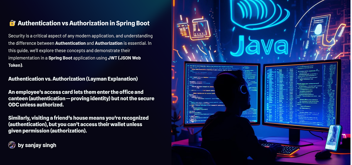 🔐 Authentication vs Authorization in Spring Boot | by Sanjay Singh | Medium