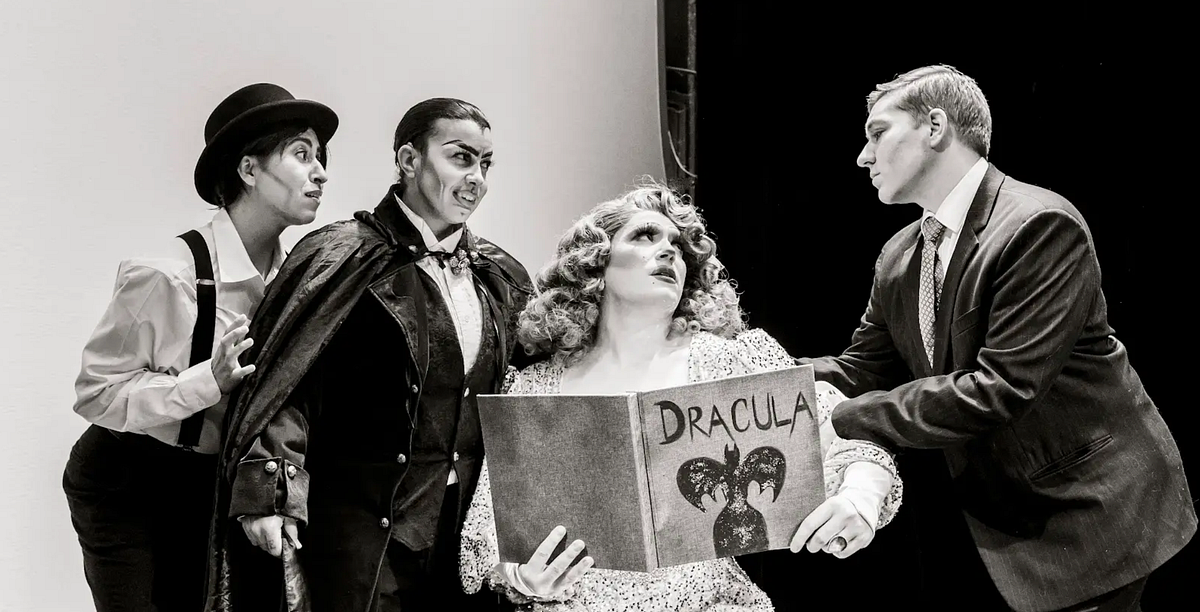 Image of: Dragcula is a black-and-white monster movie come to life