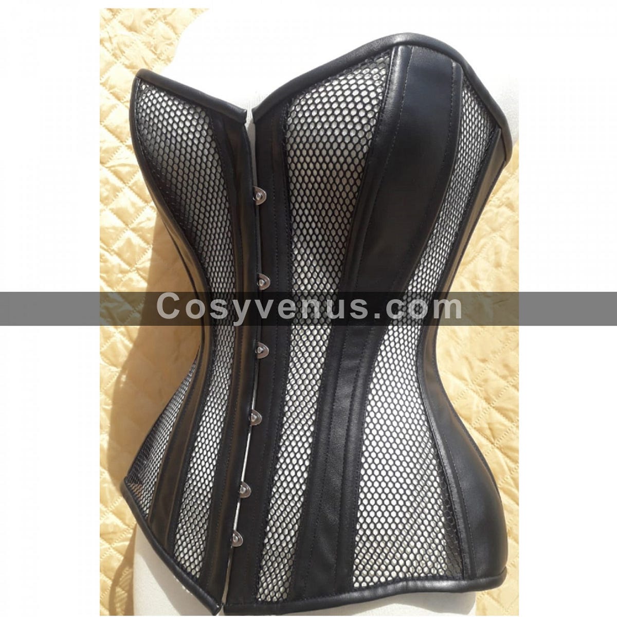 Lebron Red Cotton Twill With Mesh Overlay Overbust Corset