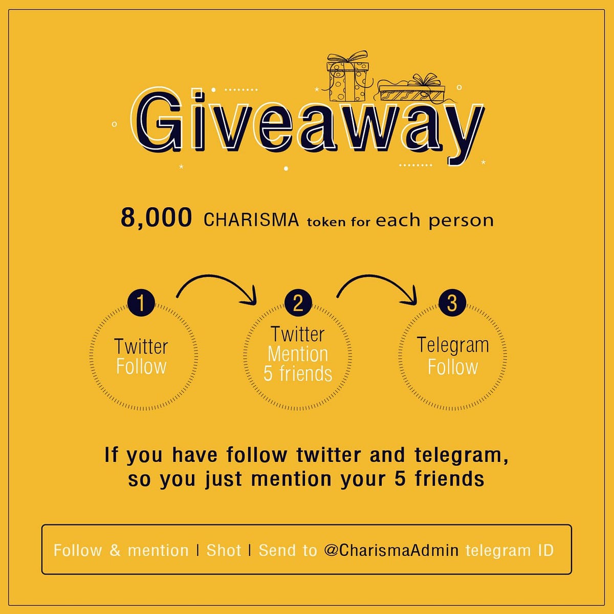 #Giveaway 8,000 CHARISMA to each person who that: A: 1. Follow #twitter ...