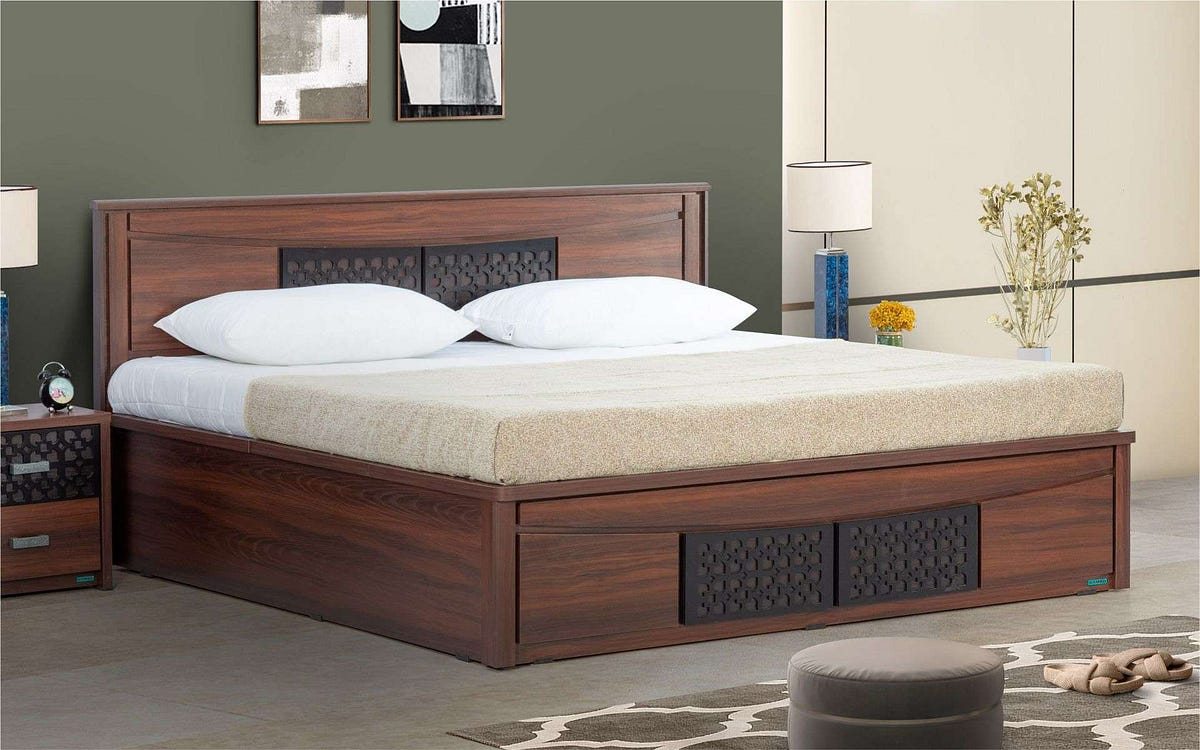 Buy Carvin Hydraulic Queen Size Bed online at best price by Damro