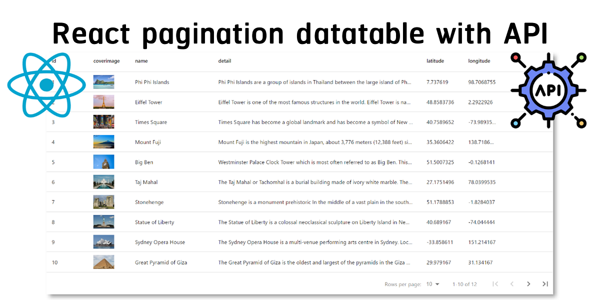 Let's Create a Pagination Data Table with React and an External API | by  Karn Yongsiriwit | JavaScript in Plain English