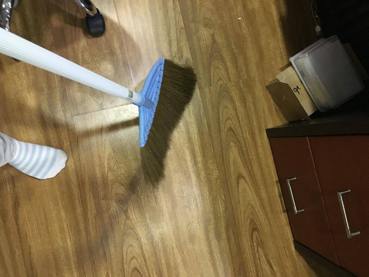Being a good girl. Today I swept and mopped the floor that… by