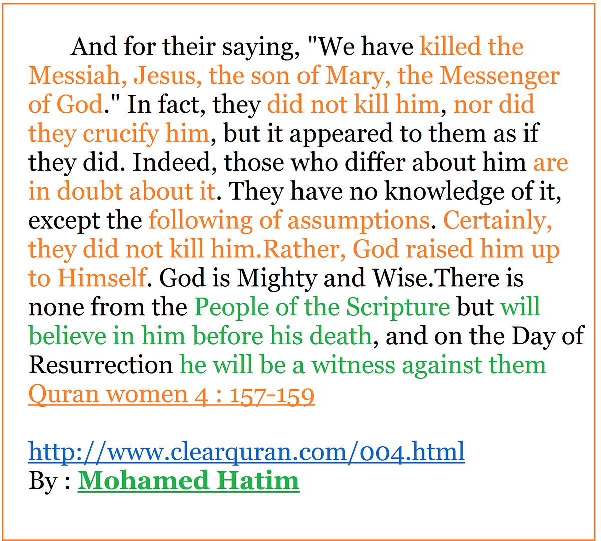 dear mr john. this is a verse in Quran explain that… by Mohamed Hatim