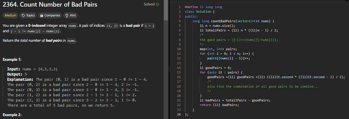 Hash-Map + Math(Combination) + Logic | by Shantanusahoo | Medium