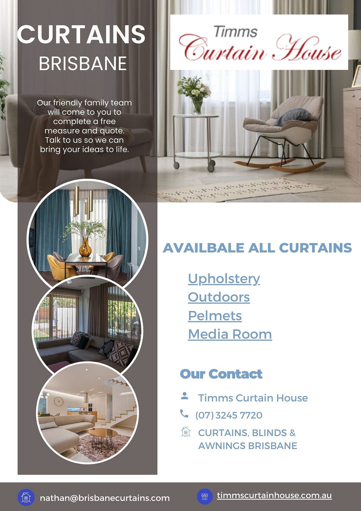 Curtains Brisbane. Timms Curtain House is a premier… by