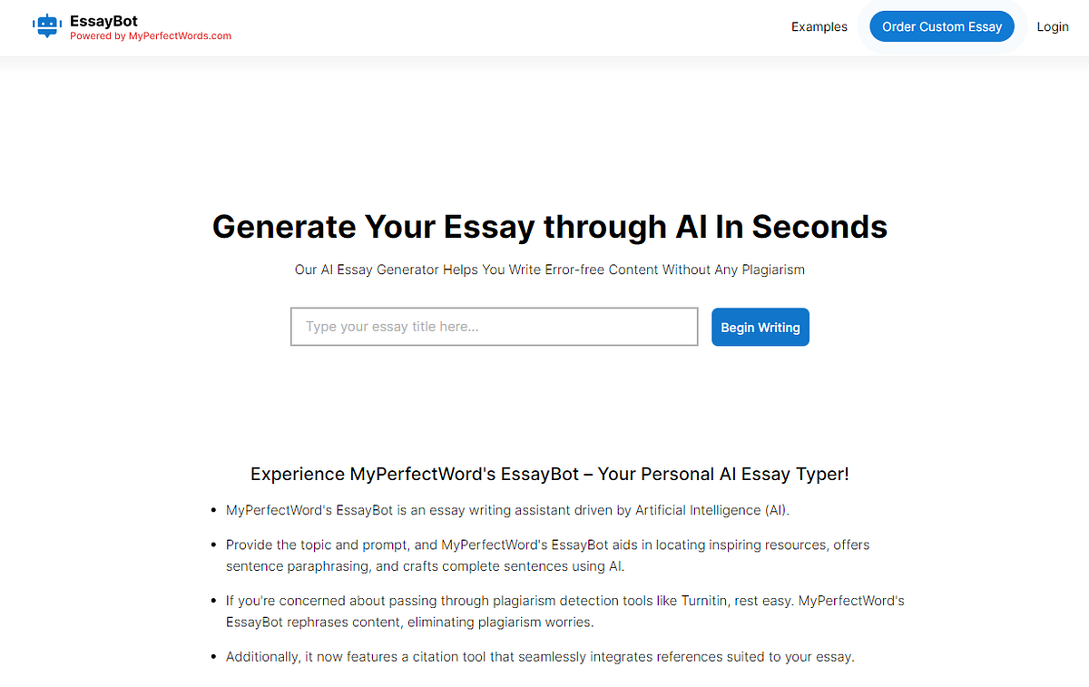 How does EssayBot compare to other AI essay