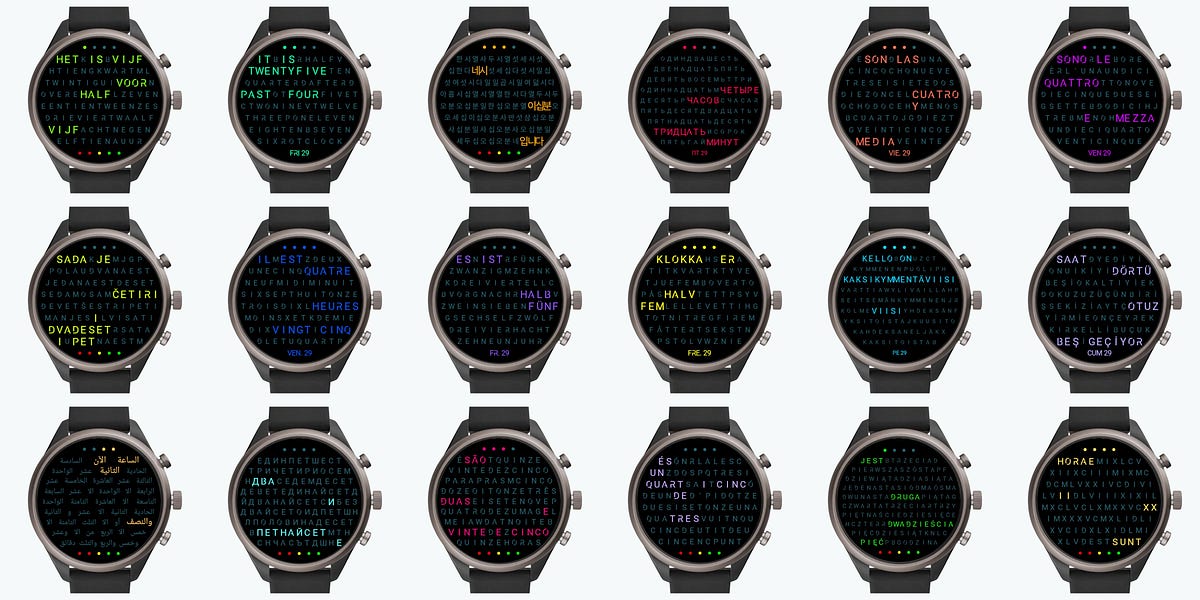 A word clock for your wrist. If you’ve ever seen a word clock, you