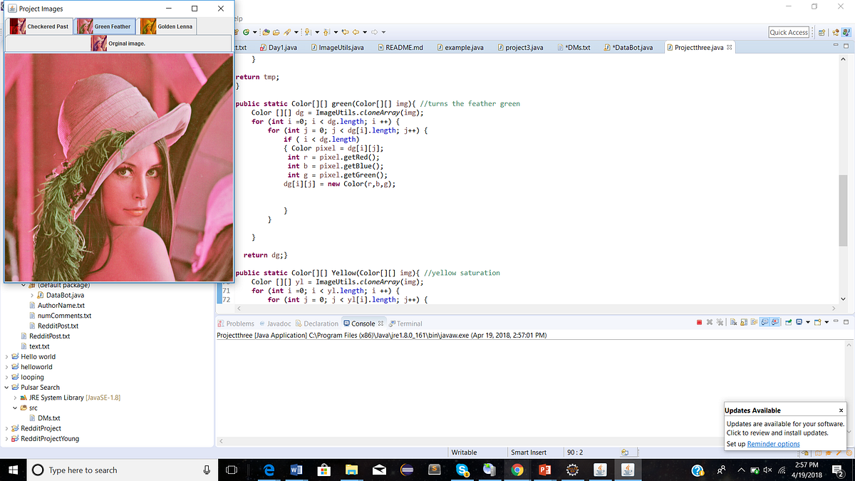 Image processing using Java. For our third project in CS 110 gave us ...