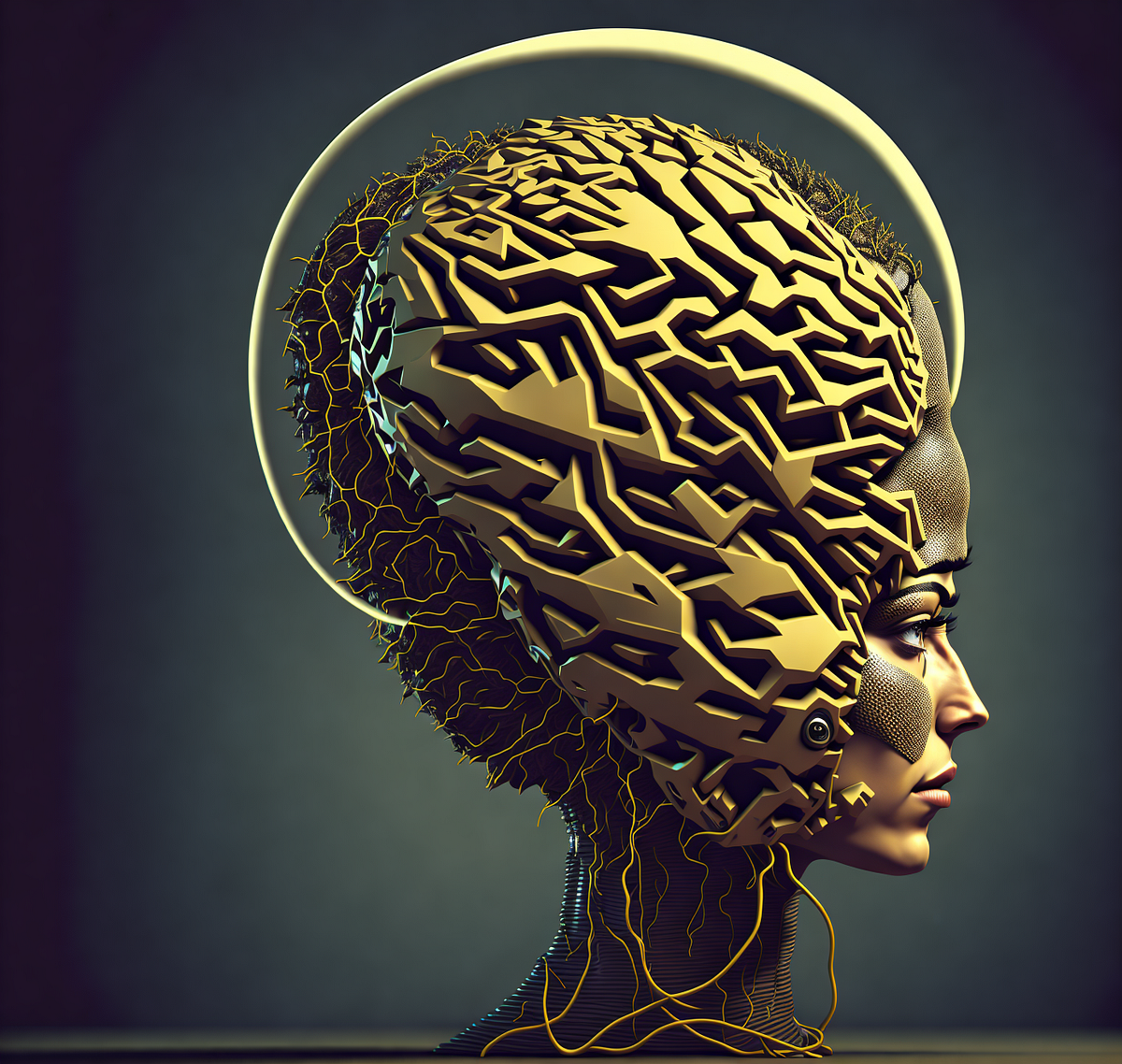 Non binary computer concept. Neuromorphic computing is a complex and