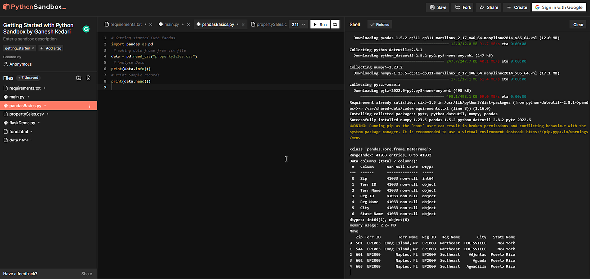 Getting started with PythonSandbox | by Ganesh Kedari | Medium