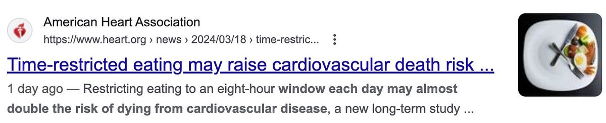 The AHA says Fasting increases cardiac risk by 91%. Are they really that stupid?