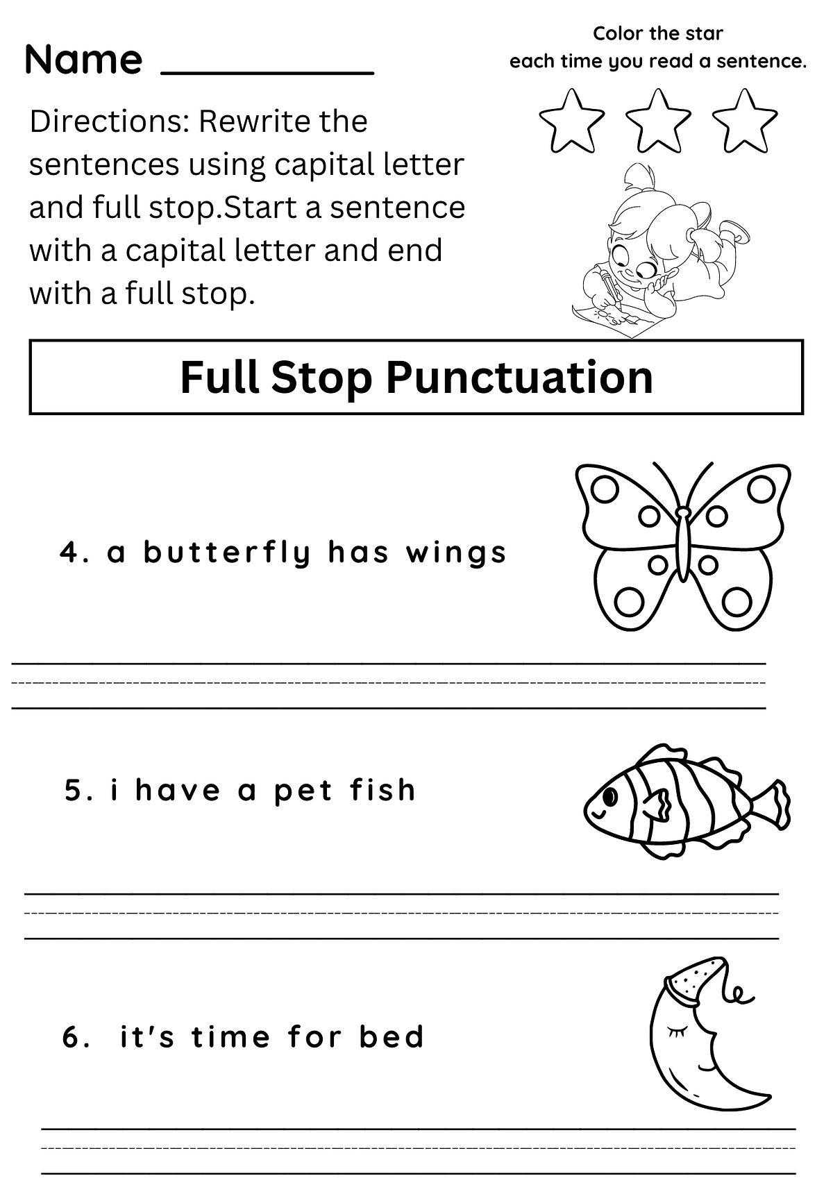 Full Stop Punctuation Worksheets free pdf Download - Downloadable
