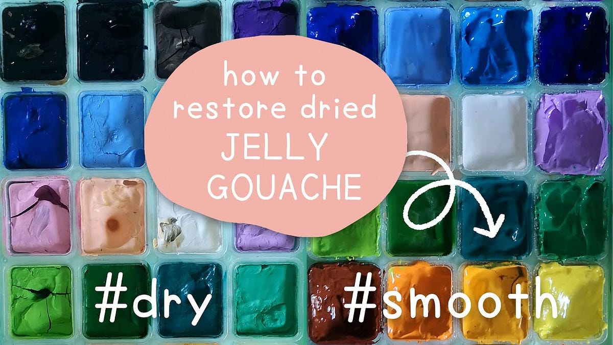 How to REACTIVATE dried JELLY GOUACHE Paint Himi Miya Gouache Paint