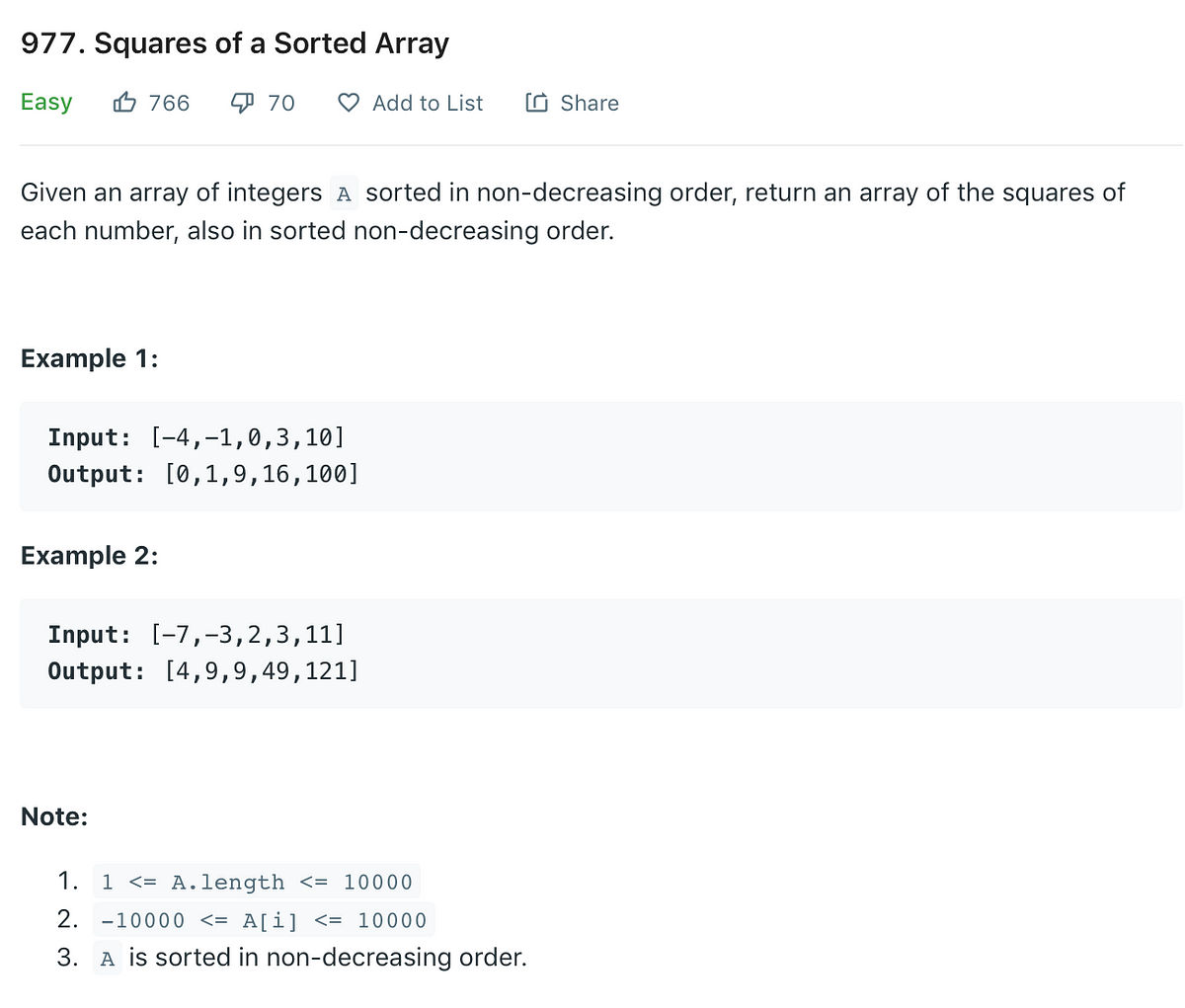 Squares of a Sorted Array Problem | by Slava | Medium