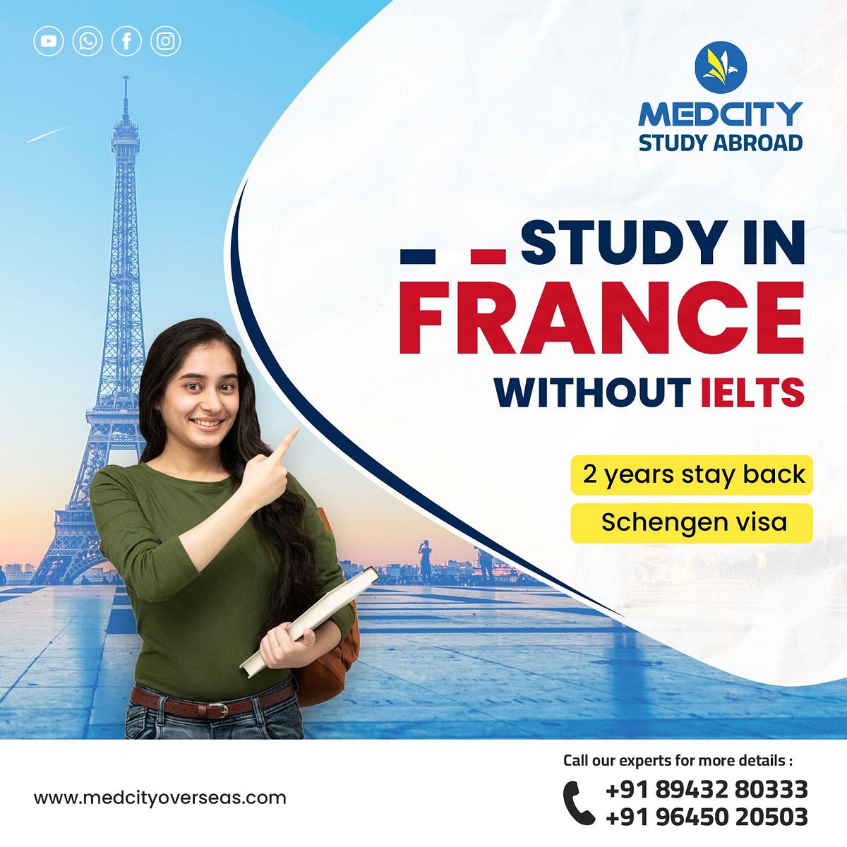 Study in France without IELTS - Medcity Overseas Corporation - Medium