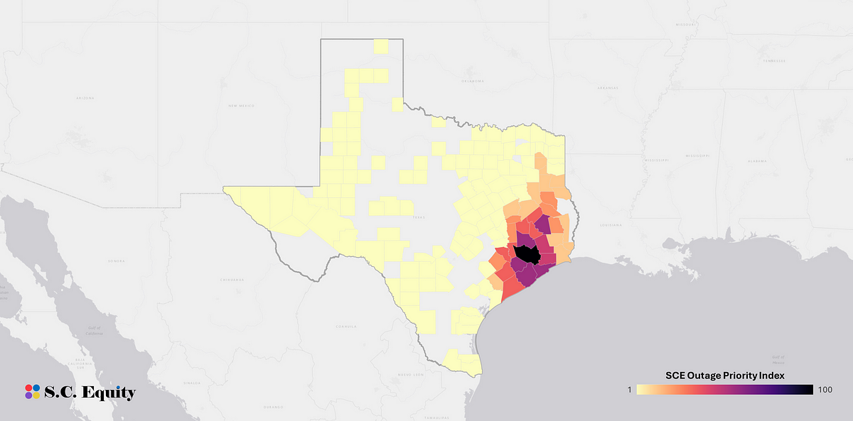 Big ‘E’ ℠ map of Beryl outages in Texas by SC Reed Jul, 2024 Medium