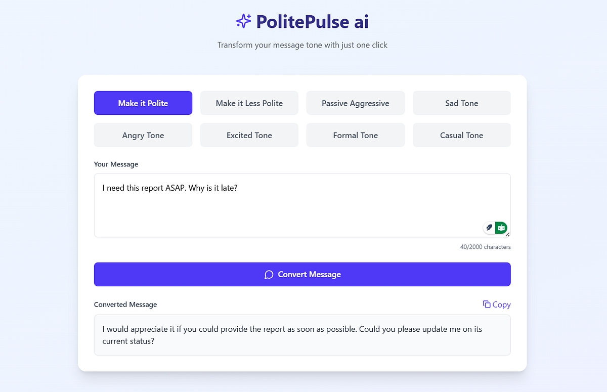 PolitePulse AI: Transforming Digital Communication One Tone at a Time