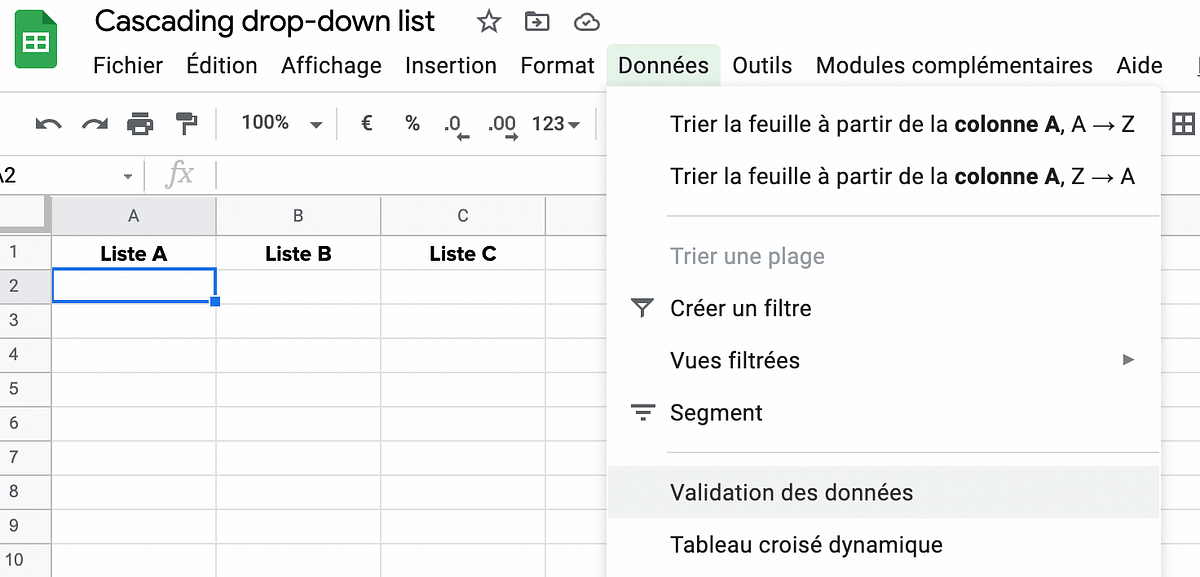 Cascading drop-down list on Google Sheet | by Sevan AMPS | Medium