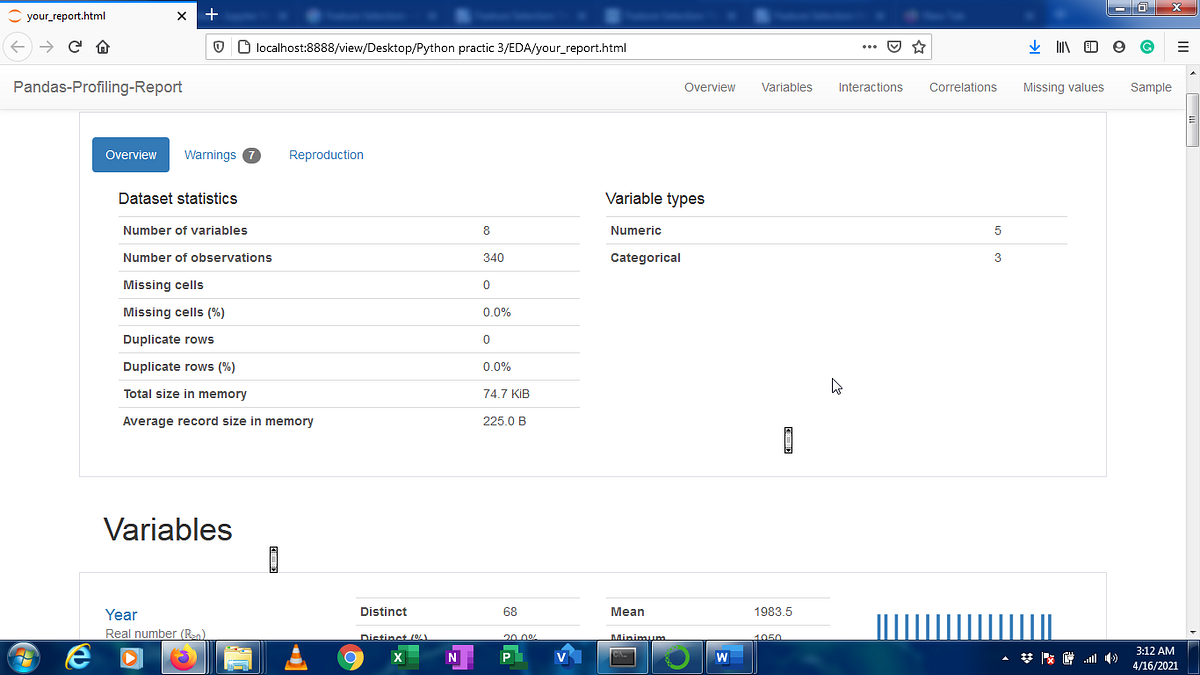 EDA (Exploratory Data Analysis) Using pandasprofiling Mohammad juned