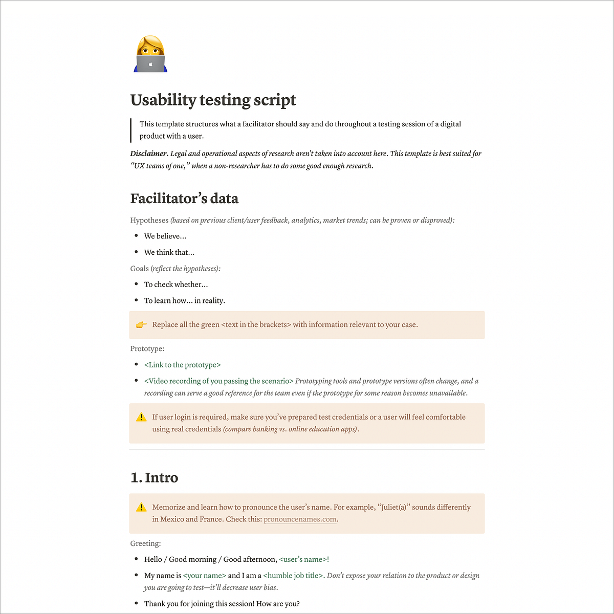 Notion templates for usability testing (script + report) | Slava  Shestopalov | Design Bridges