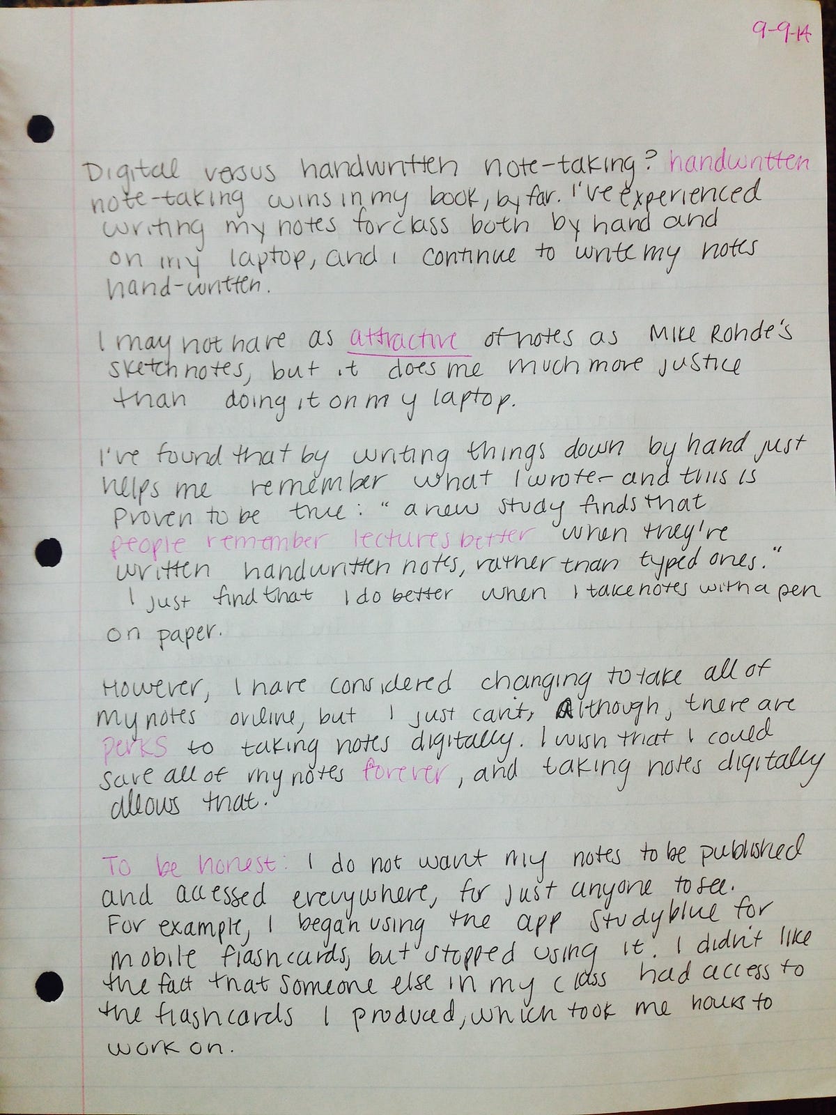 Handwritten notes vs. digital notes by Brooke Miller Medium