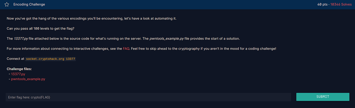 CryptoHack General Encoding Challenge Walkthrough | by adh1ka | Medium