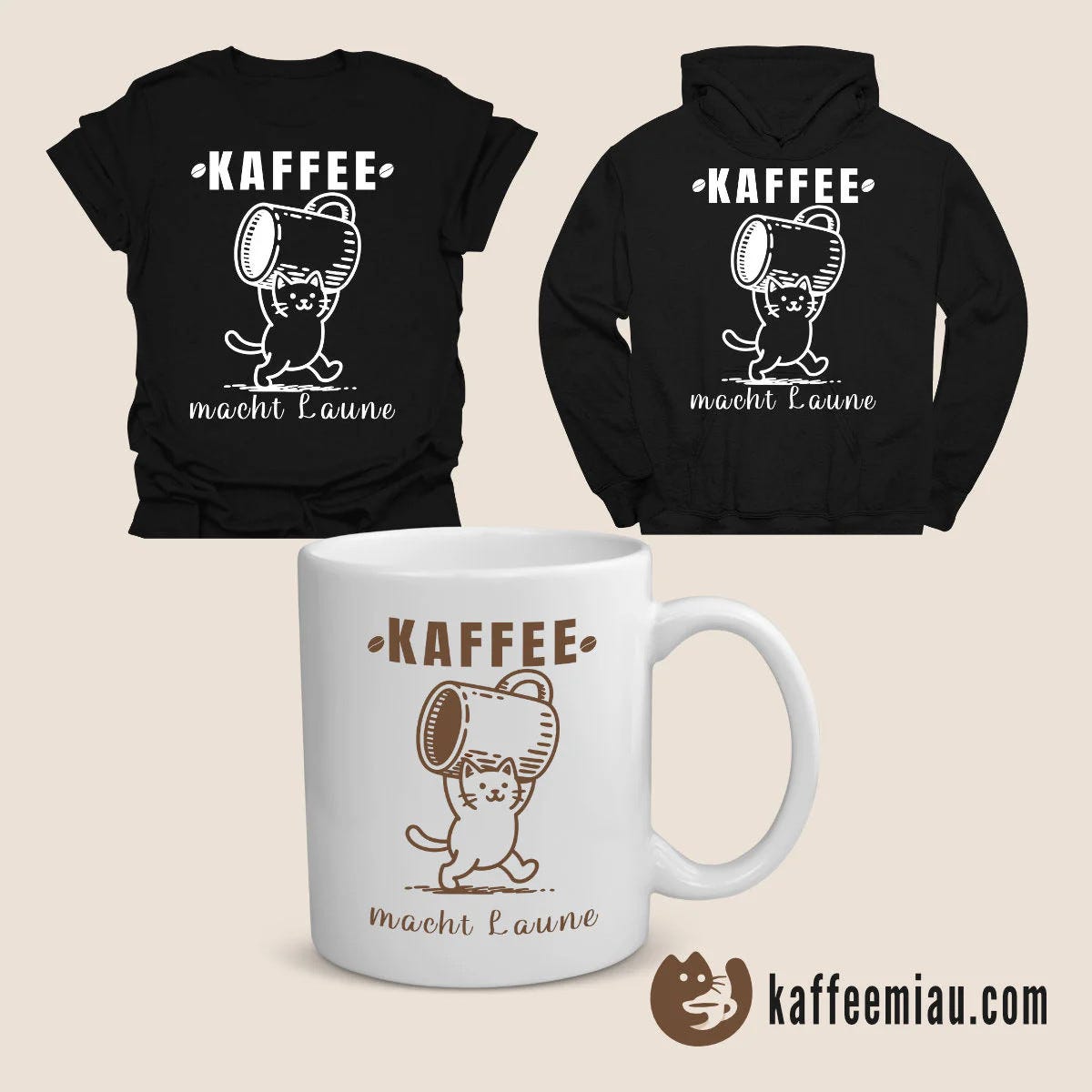 Kollektion Katzen & Kaffee mit Shirts, Hoodies & Tassen
