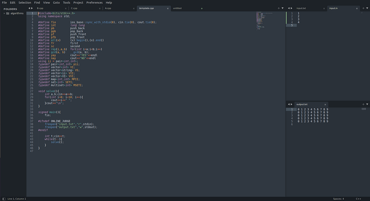 Competitive programming snippet for Sublime-Text Editor | by Yaswanth ...