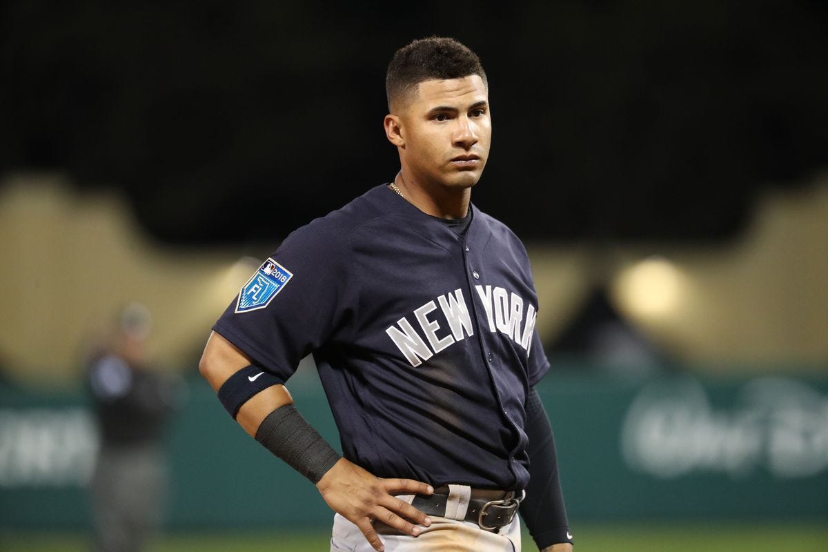 Gleyber Torres of Yankees being switched out of shortstop