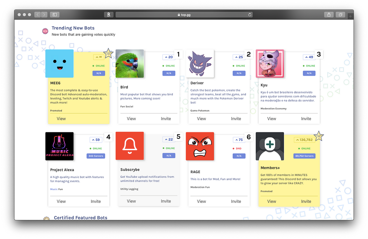 Public Discord Bots tagged with Web Namoro