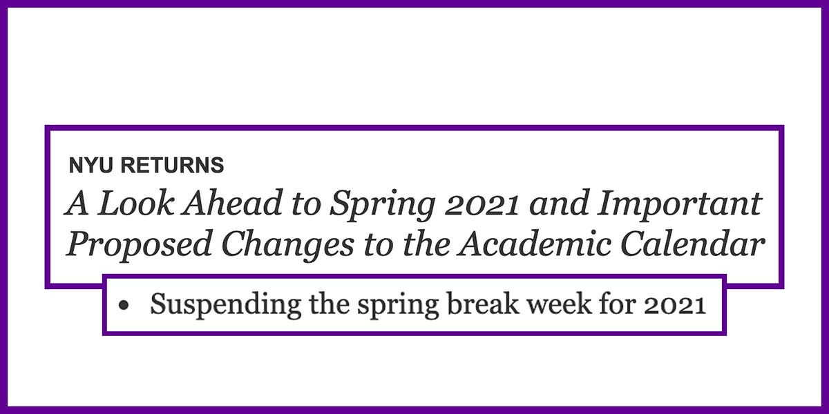 NYU Proposes Schedule Adjustments to the Spring 2021 Semester by