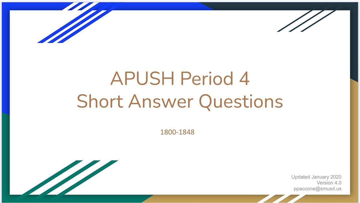 SAQs for APUSH Period 4. Short answer questions designed to help… by