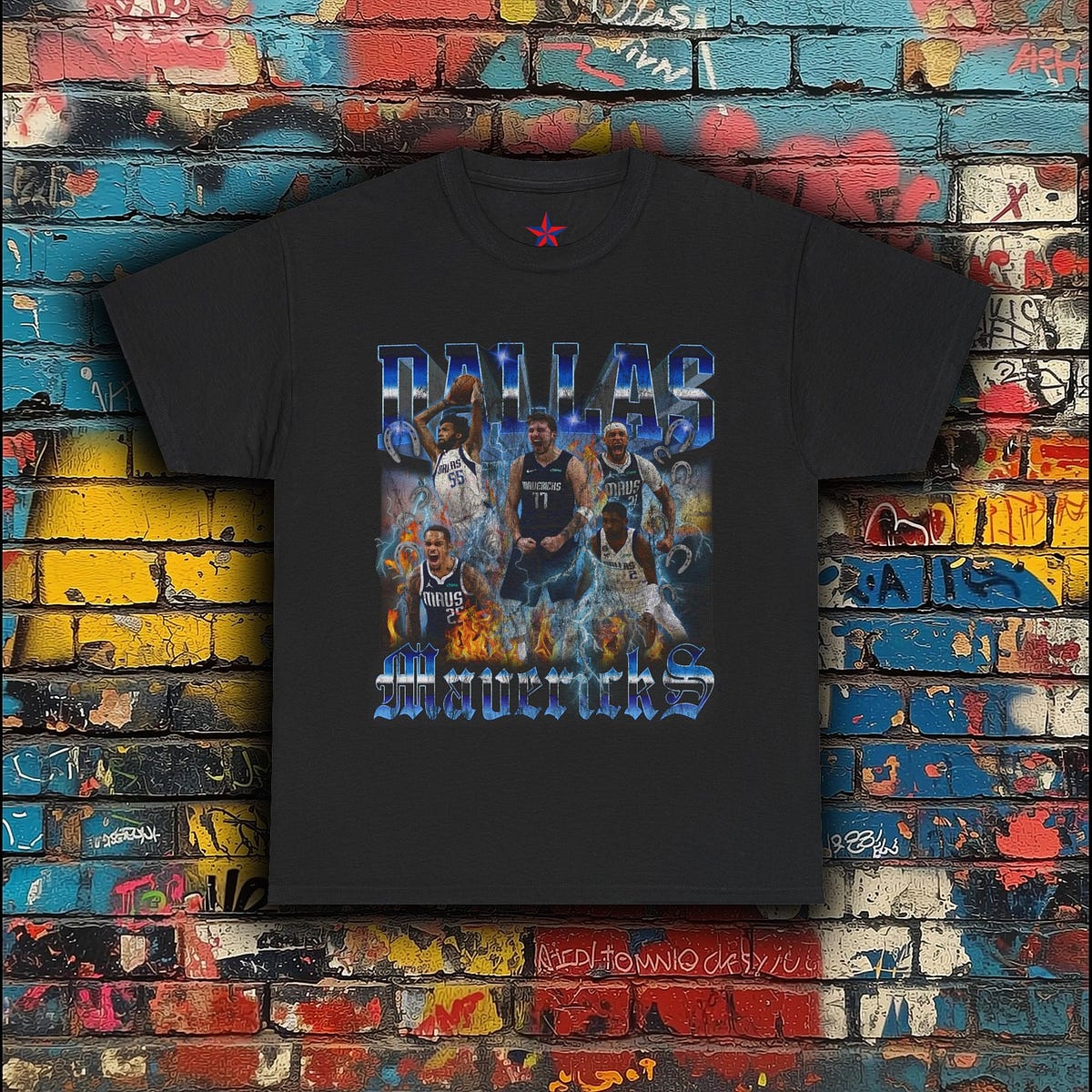 Dallas Mavericks vintage 90s t-shirt playoff basket ball starting 5 homage to the city of Dallas 