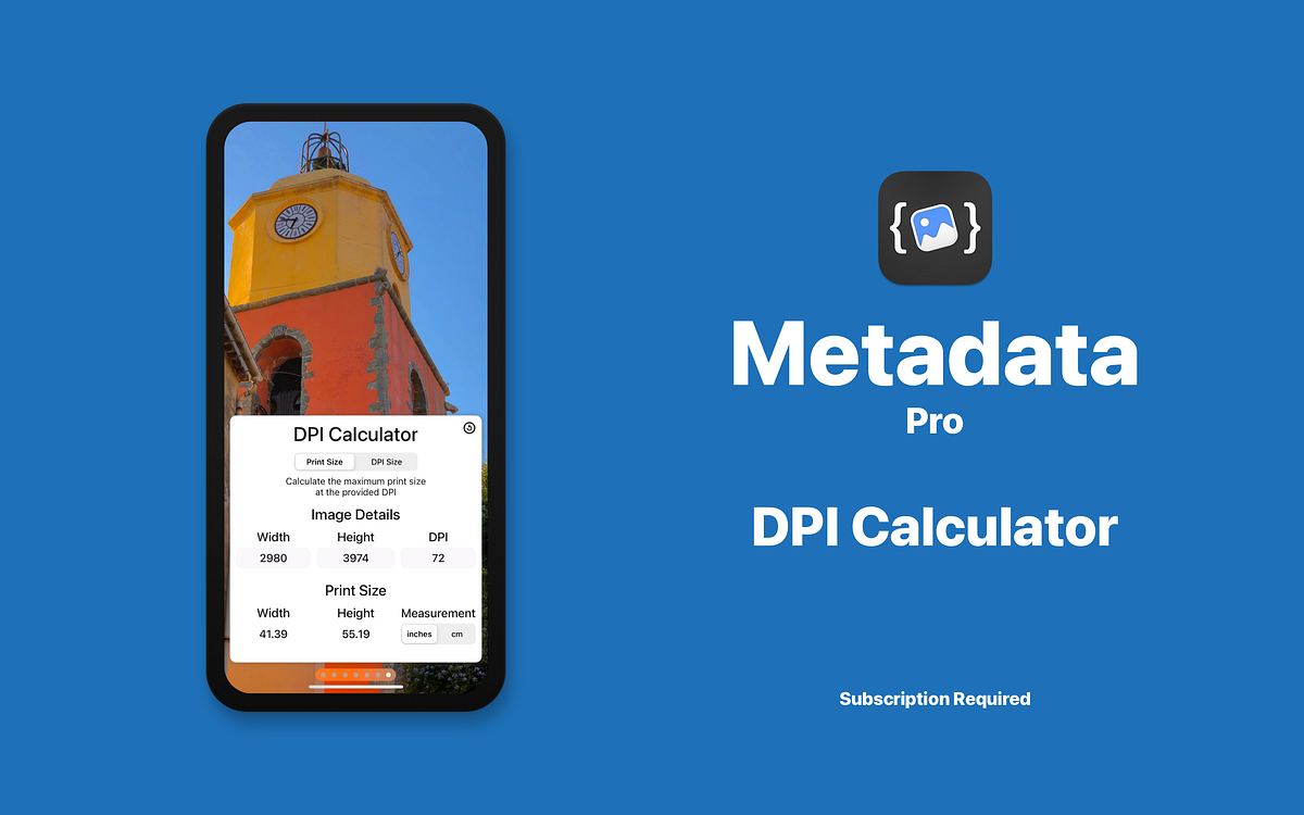 Metadata App — DPI Calculator. Learn how to use the DPI Calculator