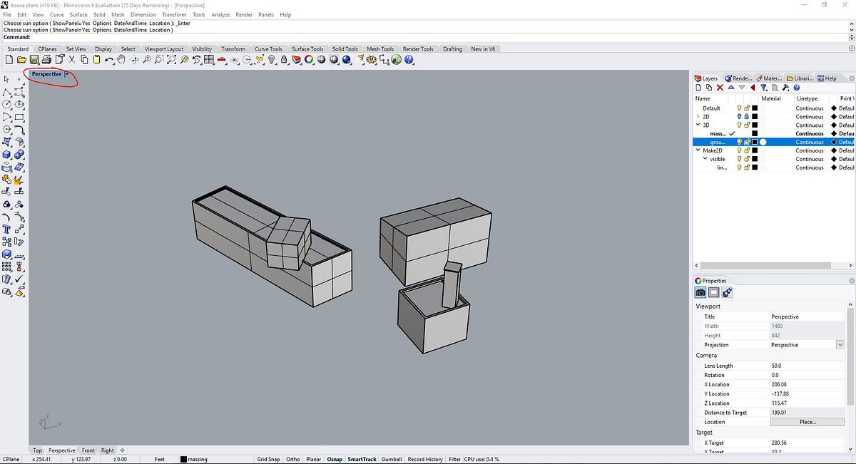 Rhino Tutorial Customizing Perspective View Settings and Making Simple