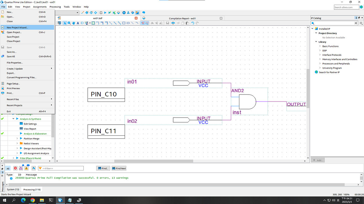 FPGA 基礎設定 下載Quartus 按下new project wizard 儲存目錄必須要純英文 開始製作邏輯閘 更改名稱也都要純英文