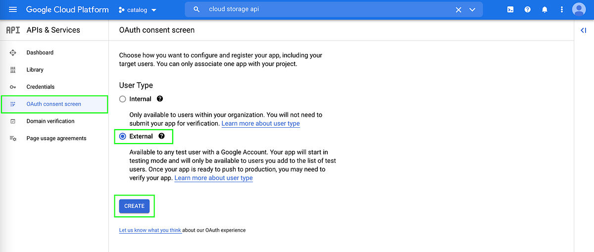 Create GCP credentials OAuth client ID, API Keys & Service Account