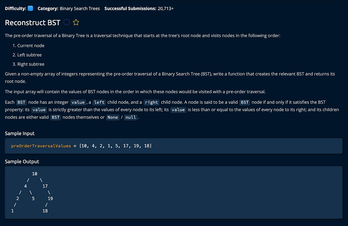 Leetcode Medium: Reconstruct BST — SOLUTION | by Kyle-Anthony Hay | Sep ...