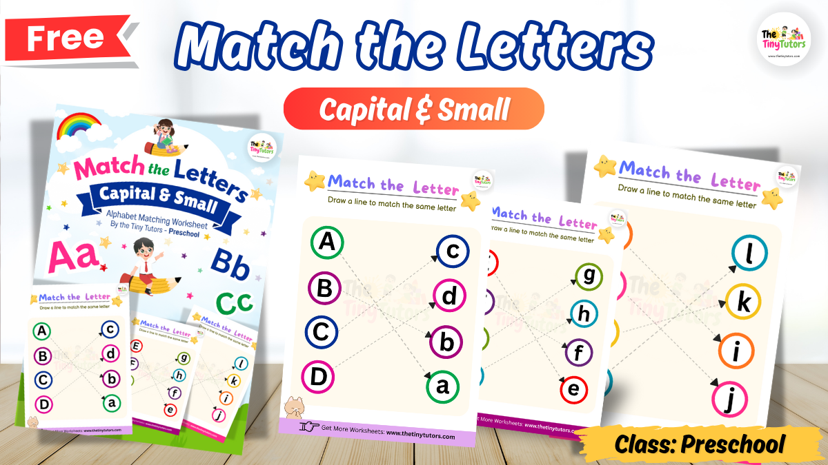 Preschool Match the Letters Worksheet (Capital & Small A–Z) — Free PDF