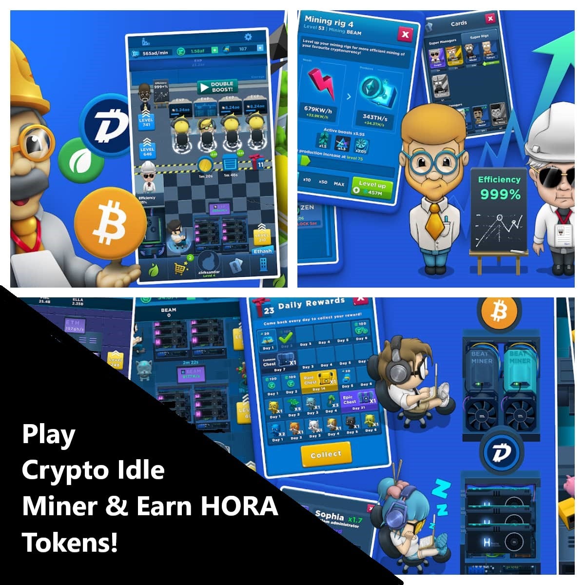 Crypto Idle Miner — CRYPTO MINING GAME (Play game and earn Hora Tokens