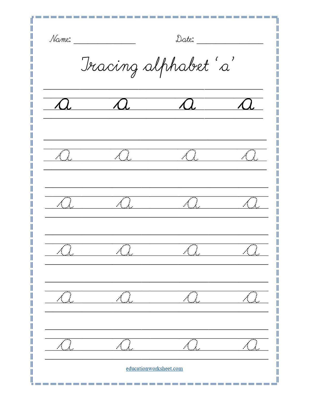 English Alphabets of Tracing lower case Get Free printable and PDF ...