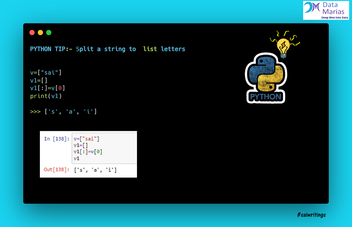 Convert the list of Strings to list of letters in Python Sairamdgr8
